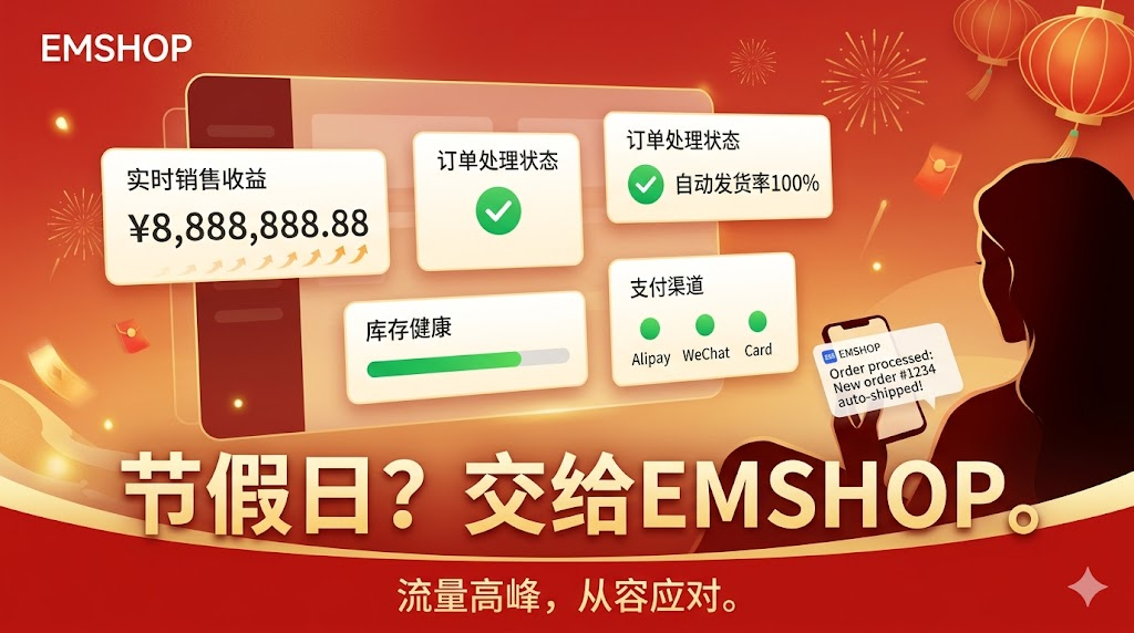 每逢佳节倍安心：EMSHOP发卡系统如何帮你从容应对节假日流量高峰-EMSHOP发卡官网