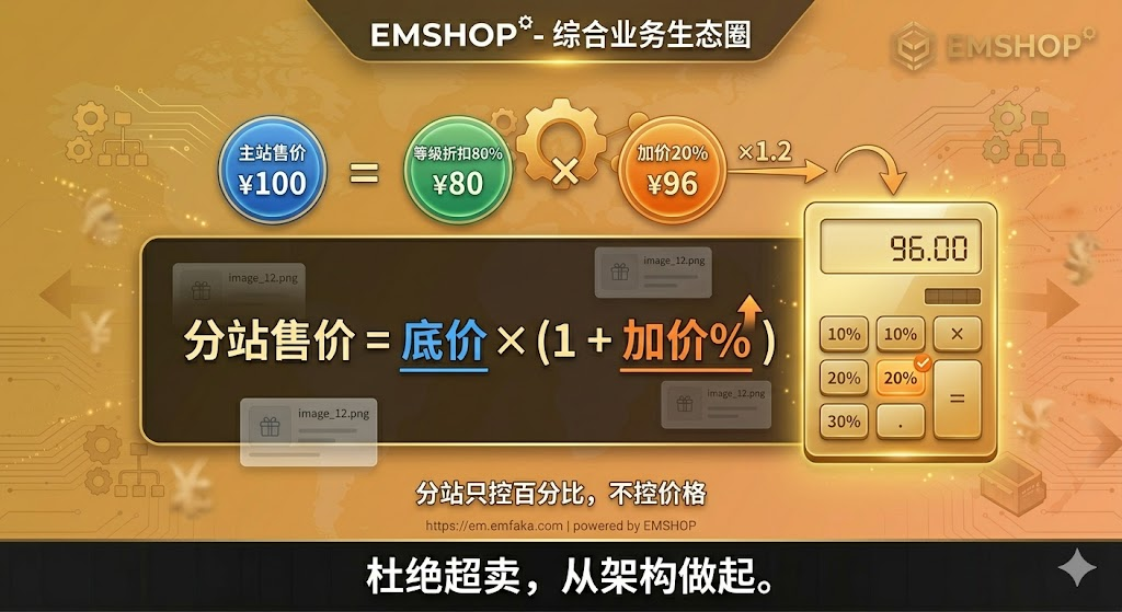 【更新预告】EMSHOP分站商品定价将支持按百分比加价，告别混乱自定义-EMSHOP发卡官网
