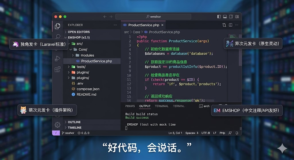谁才是开发者的白月光?独角发卡、异次元发卡、萌次元发卡、EMSHOP源码结构与二次开发友好度深度横评-EMSHOP发卡官网