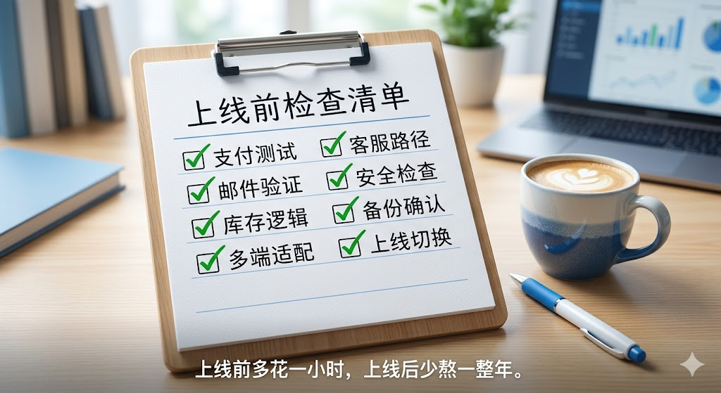 上线前的最后一课:EMSHOP发卡系统首单测试与正式营业检查清单-EMSHOP发卡官网