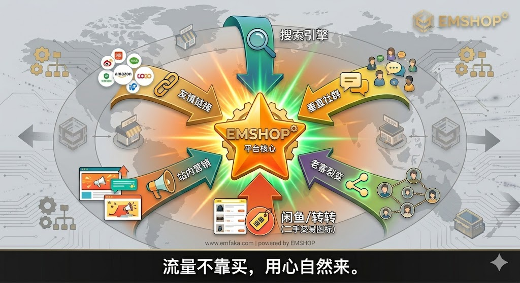 不花冤枉钱：EMSHOP发卡系统零成本营销获客完全手册-EMSHOP发卡官网